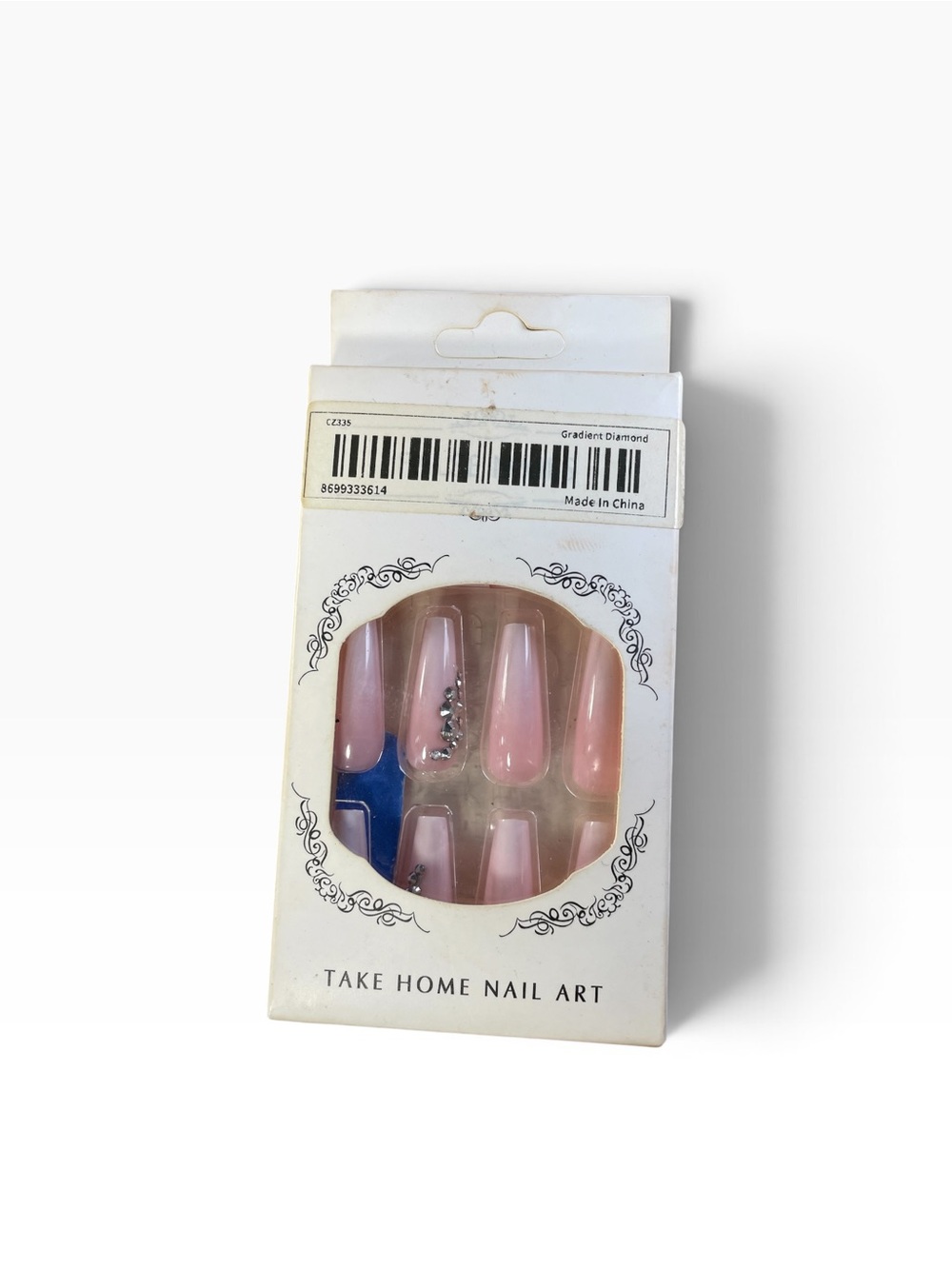 Pink Press-On Nails Set with Rhinestones - Picture 2 of 4